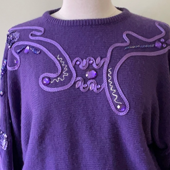 Vintage Purple Knit Sweater, Size M - Picture 4 of 14